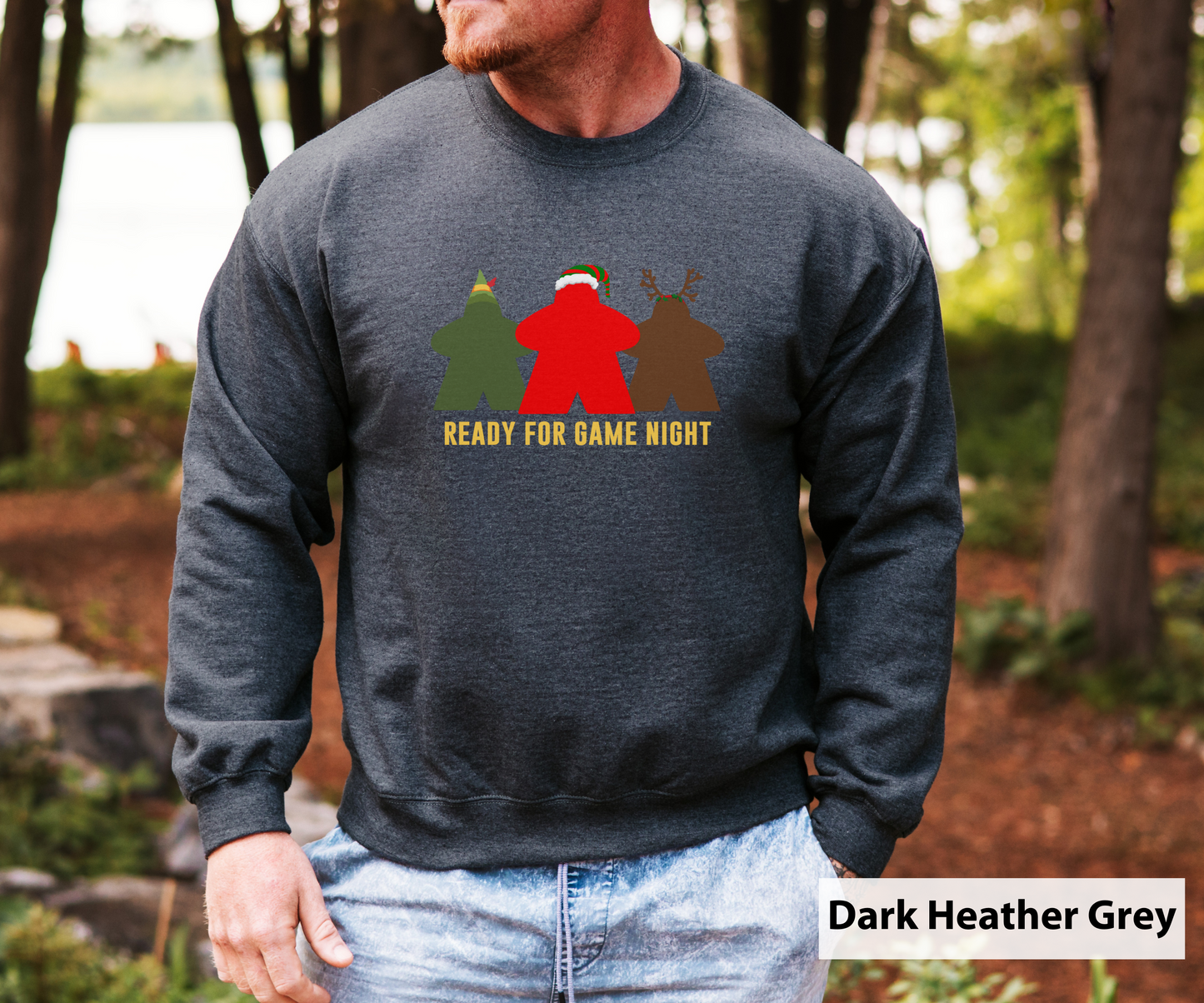 Holiday Meeples Ready For Game Night _ Adult Unisex Crewneck Sweatshirt