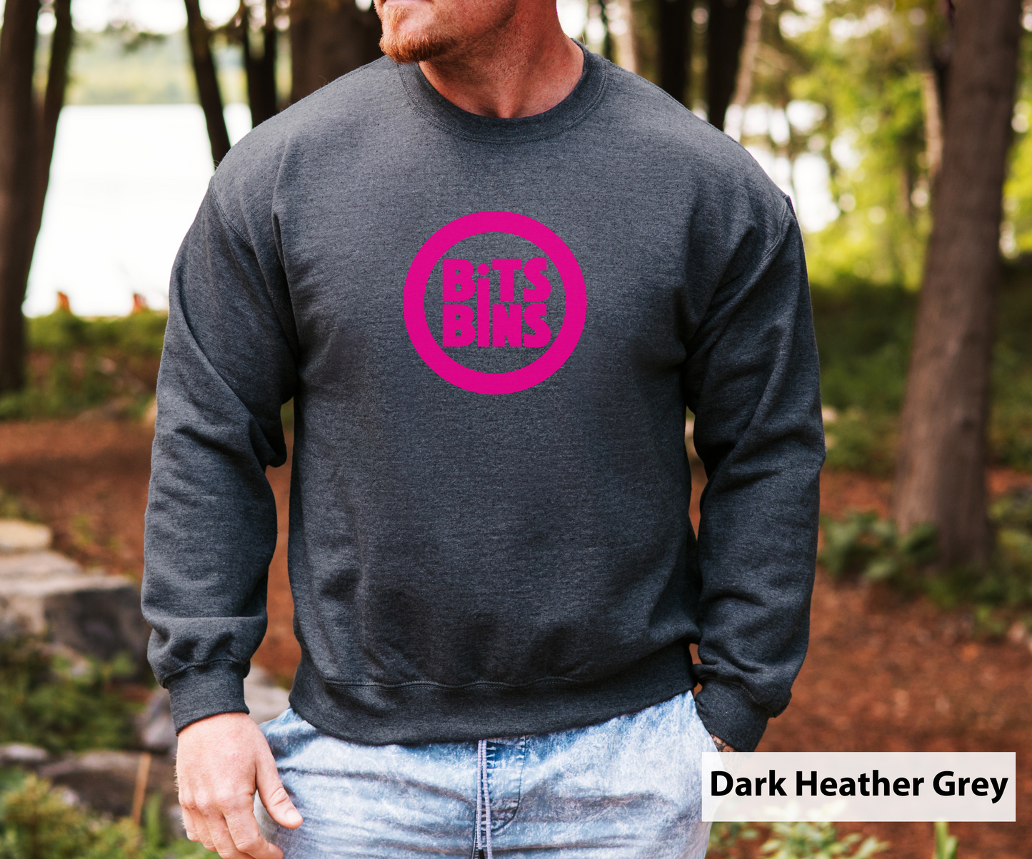 BitsBins Logo Magenta _ Adult Unisex Crewneck Sweatshirt