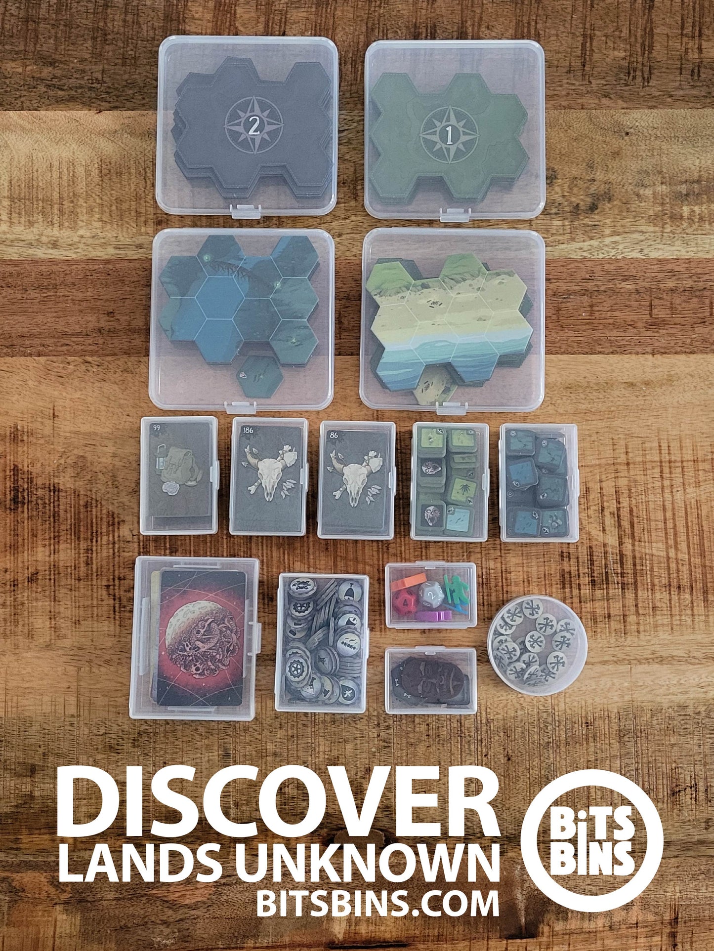 RECOMMENDED Bits Bins Discover Lands Unknown - 1 Pod, 2 Minis, 5 Originals, 1 XL, 1 Card Box, 4 Flats