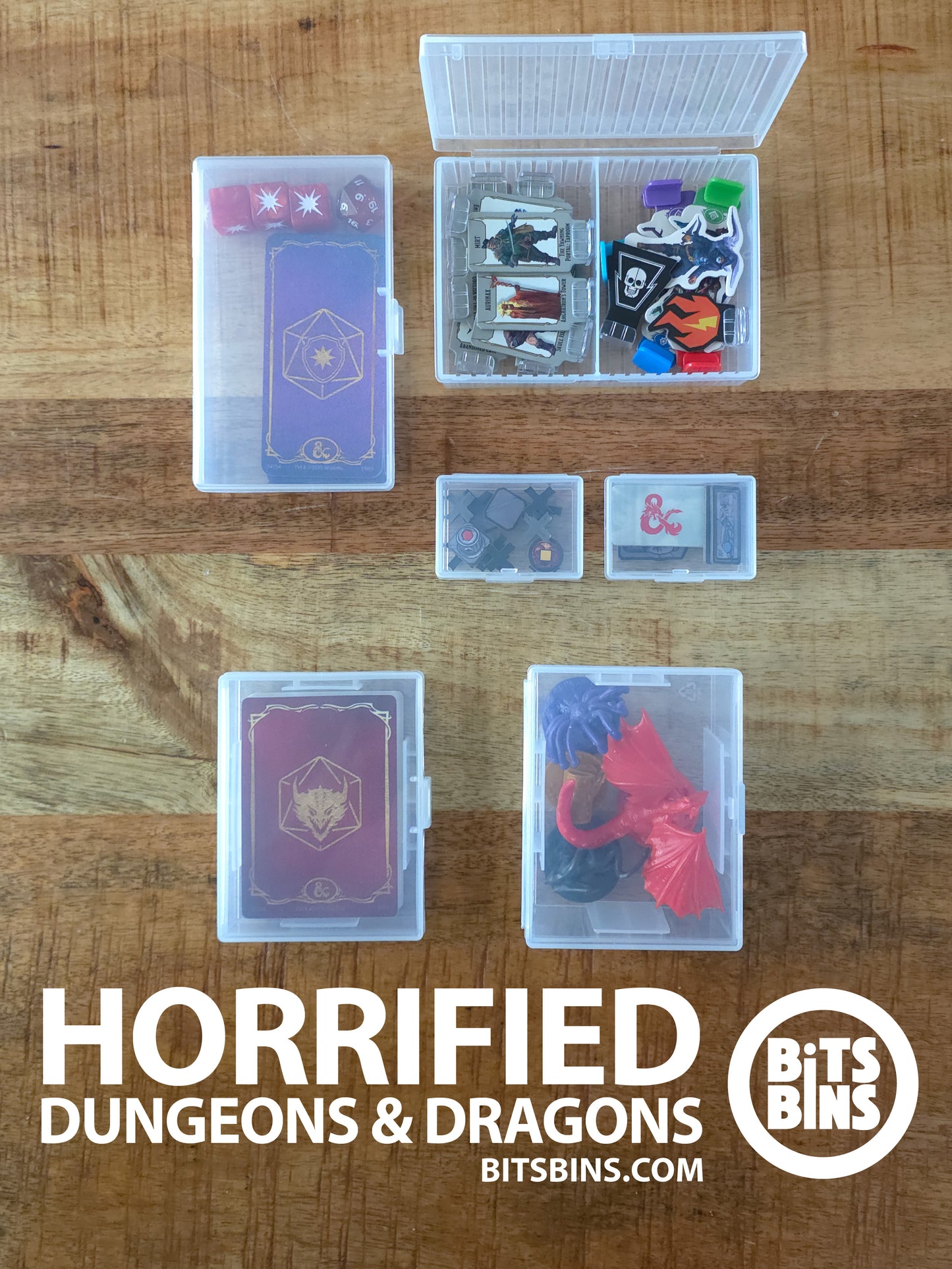RECOMMENDED BitsBins Horrified, Dungeons & Dragons - 2 Minis, 1 Card Box, 1 100+ Card Box, 1 Tile, Tarot