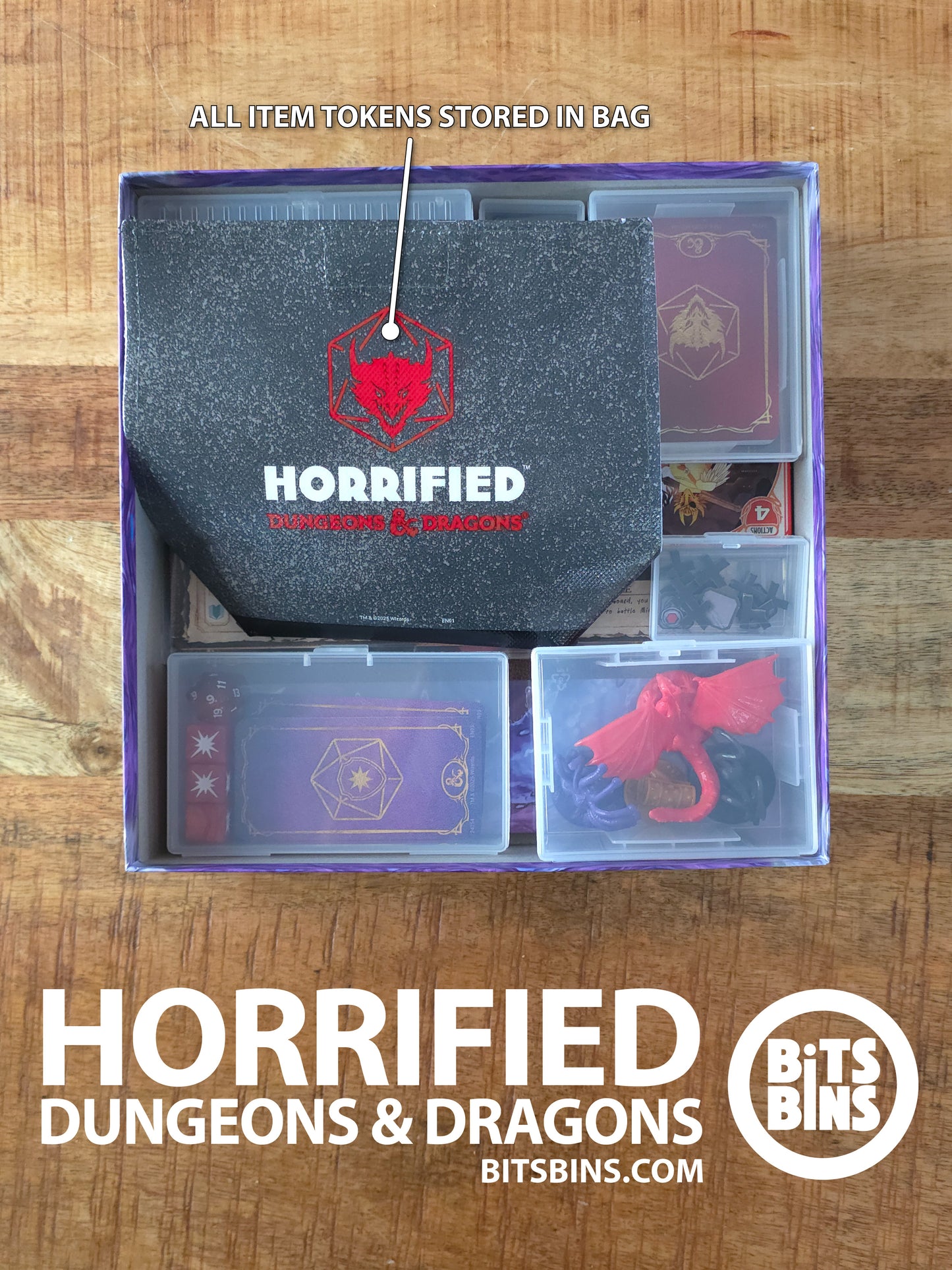 RECOMMENDED BitsBins Horrified, Dungeons & Dragons - 2 Minis, 1 Card Box, 1 100+ Card Box, 1 Tile, Tarot