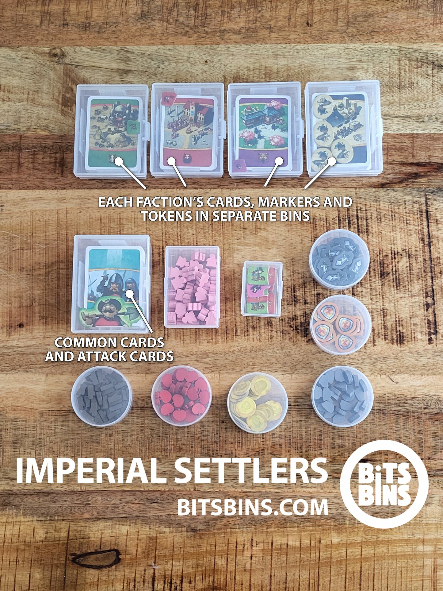 RECOMMENDED Imperial Settlers BitsBins - 6 Pods, 1 Mini, 1 XL, 4 Card Box, 1 100+ Card Box