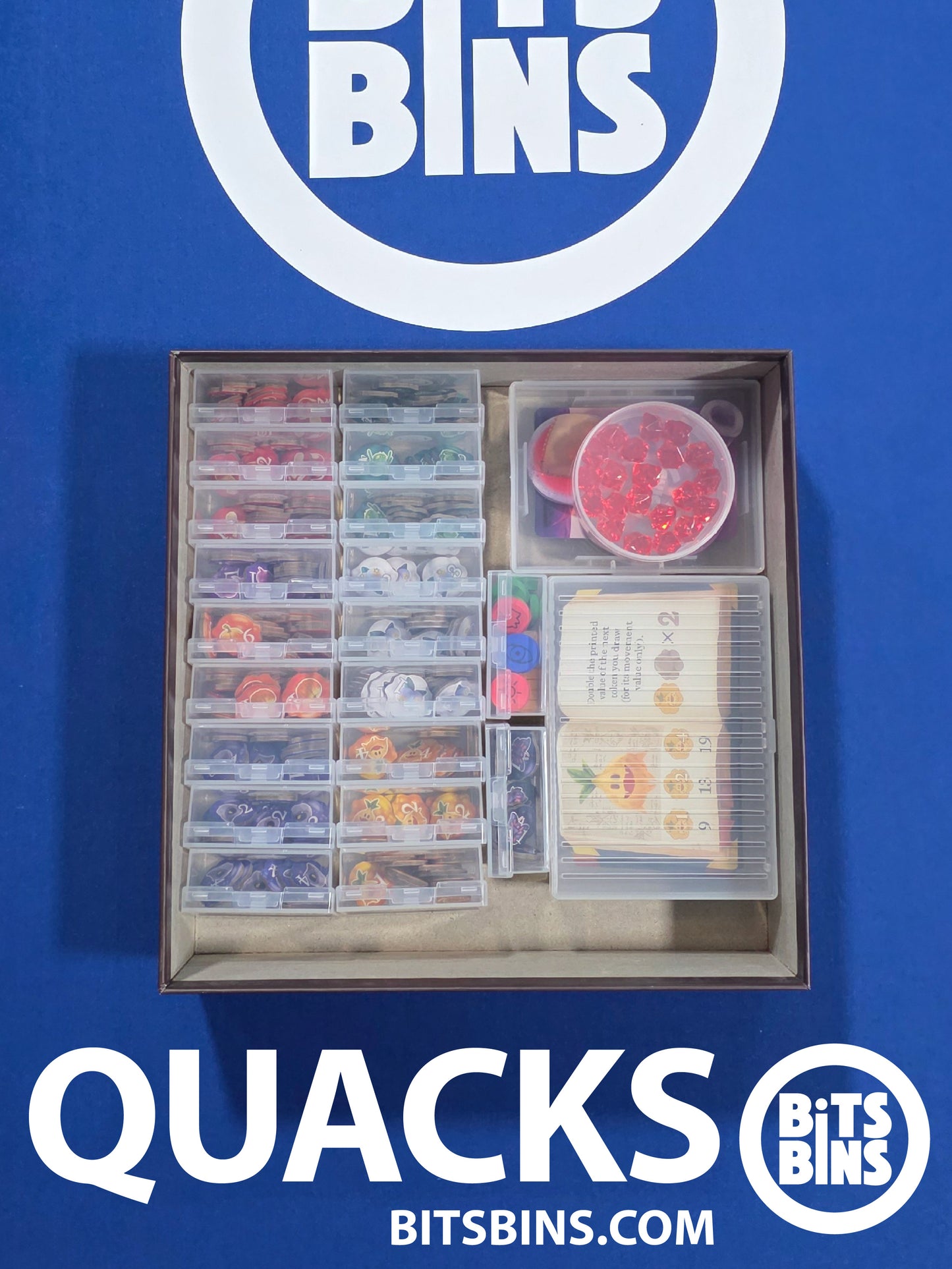 Quacks (2024) Board Game Organizer by BitsBins - 1 Pod, 20 Minis, 1 Card box, 1 Tarot