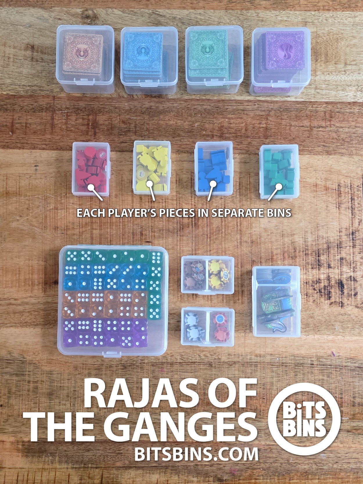 Bits Bins set for Rajas of the Ganges - 6 Minis, 1 Original, 1 Flat, 4 Stacks, 2 Mini Dividers, 1 Original Divider