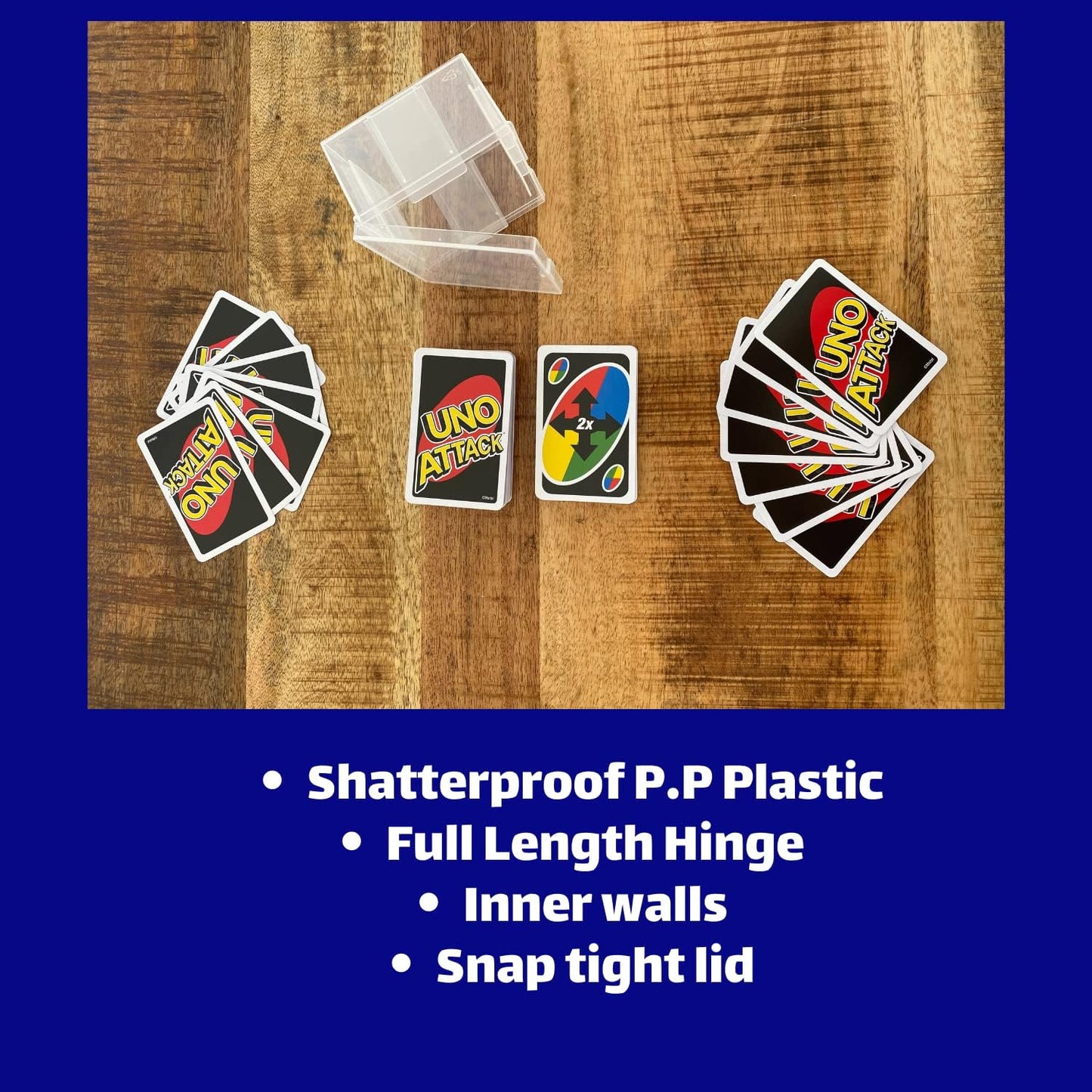 BitsBins Uno Card Deck Boxes, Storage Cases for Uno Cards, Playing Cards, Card Games, MTG, Phase10. Perfect solution to protect cards while traveling or on vacation. Stackable Design