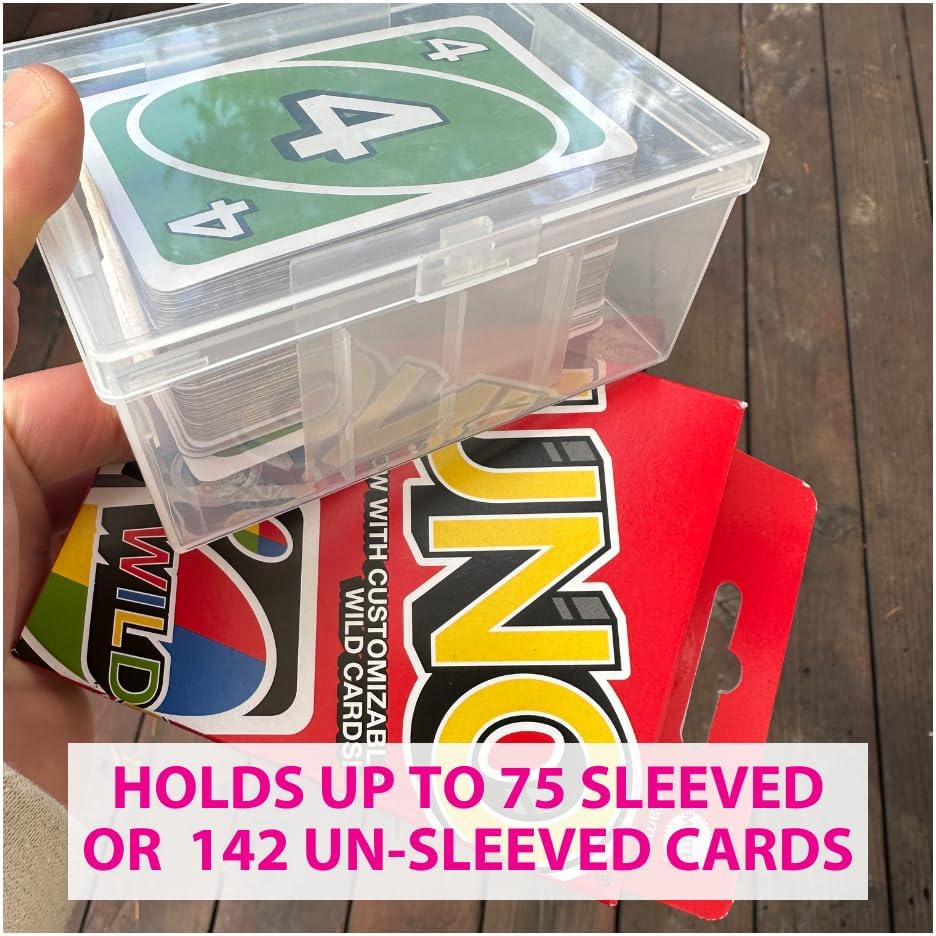 BitsBins Uno Card Deck Boxes, Storage Cases for Uno Cards, Playing Cards, Card Games, MTG, Phase10. Perfect solution to protect cards while traveling or on vacation. Stackable Design
