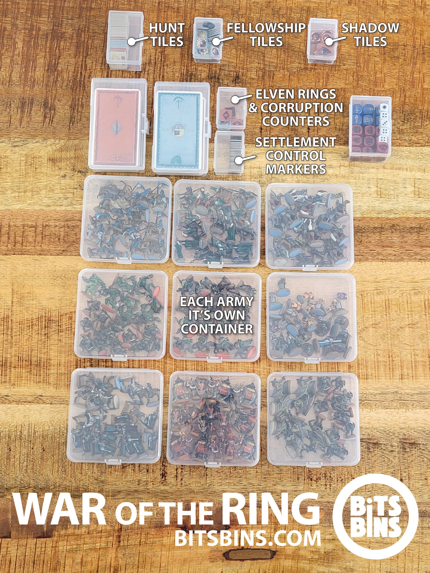 RECOMMENDED War of the Ring - 4 Minis, 1 Original, 1 XL, 2 Tiles, 9 Flats