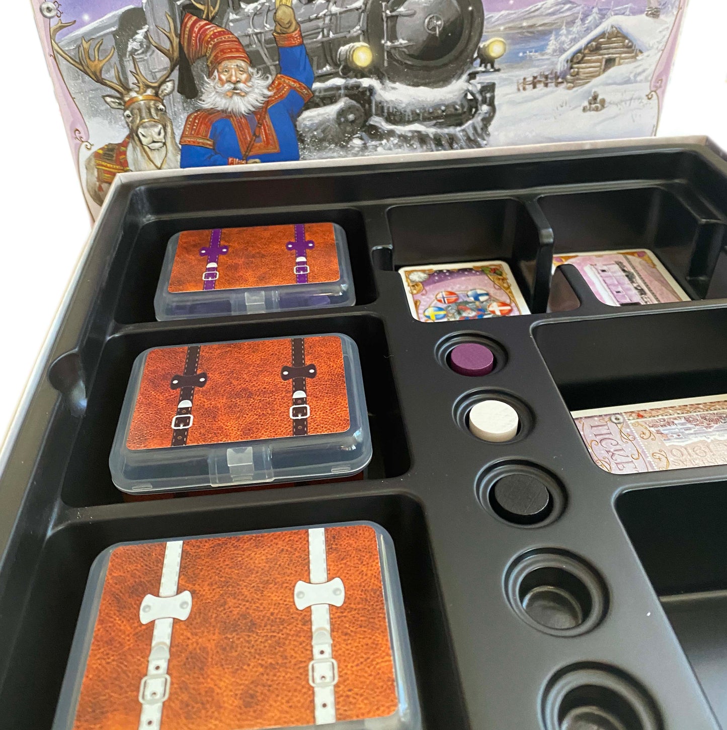 ticket to ride train holder storage organization trains suitcases