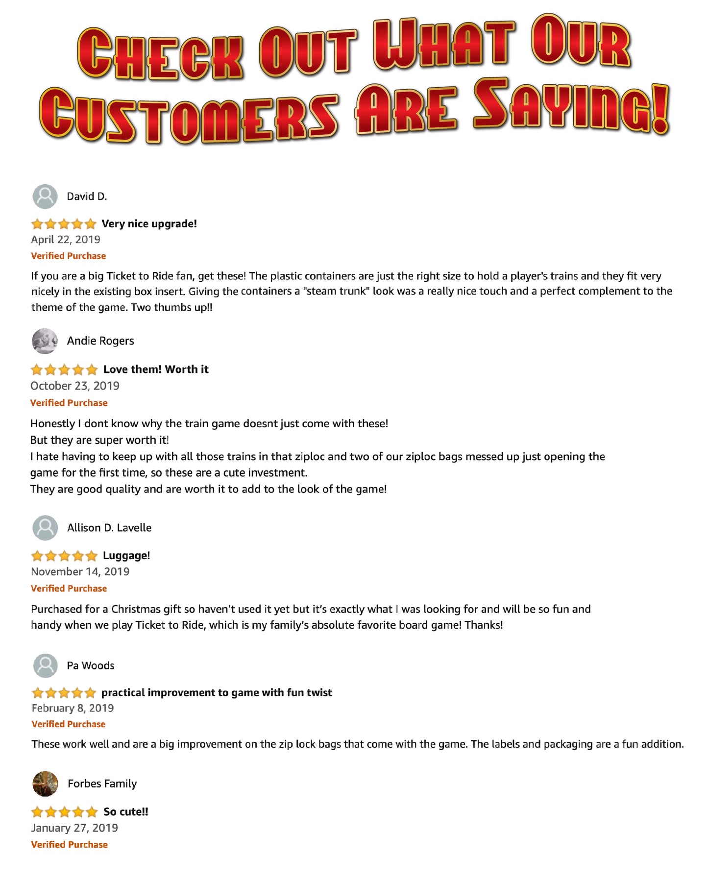 BitsBins Storage Cases for Ticket to Ride Board Games | Includes 5 "Vintage Style Suitcases to Organize Your Game. Original Colors Blue, Red, Green Black and Yellow