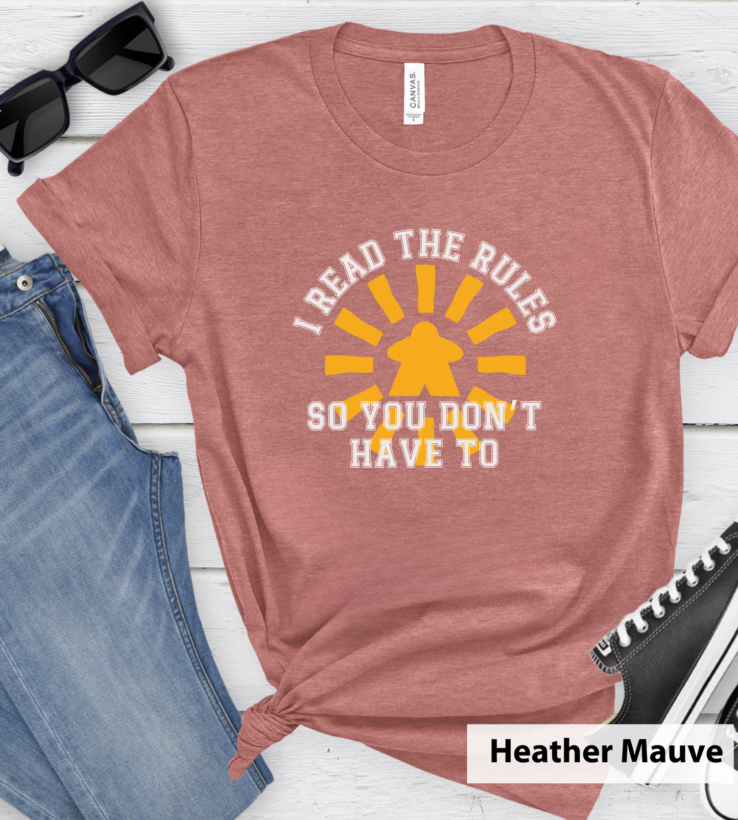 Meeple Sun I Read the Rules So you Don't Have To_ Adult Unisex T-Shirt