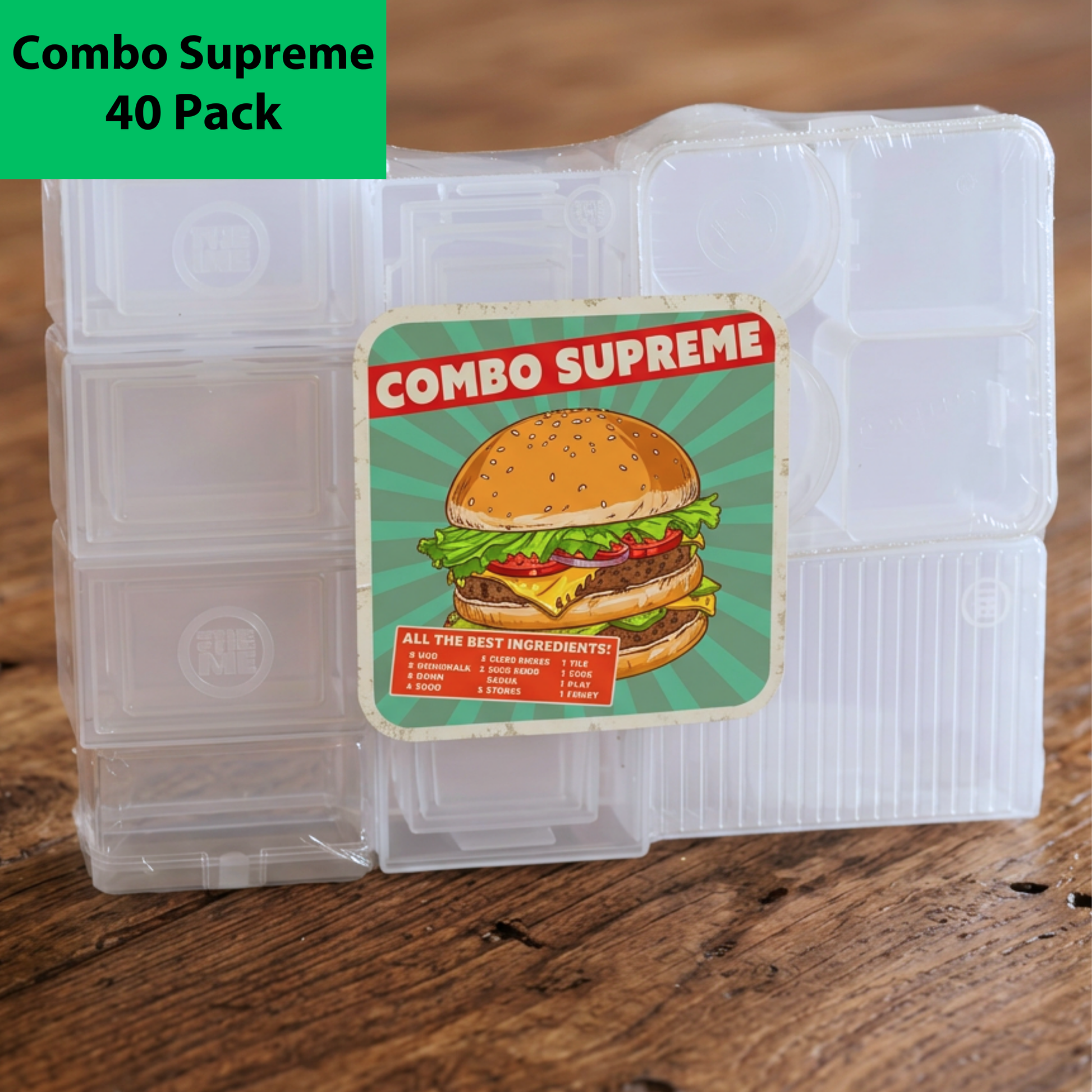 Combo Supreme board game organizer bundle shown shrink-wrapped and ready to ship