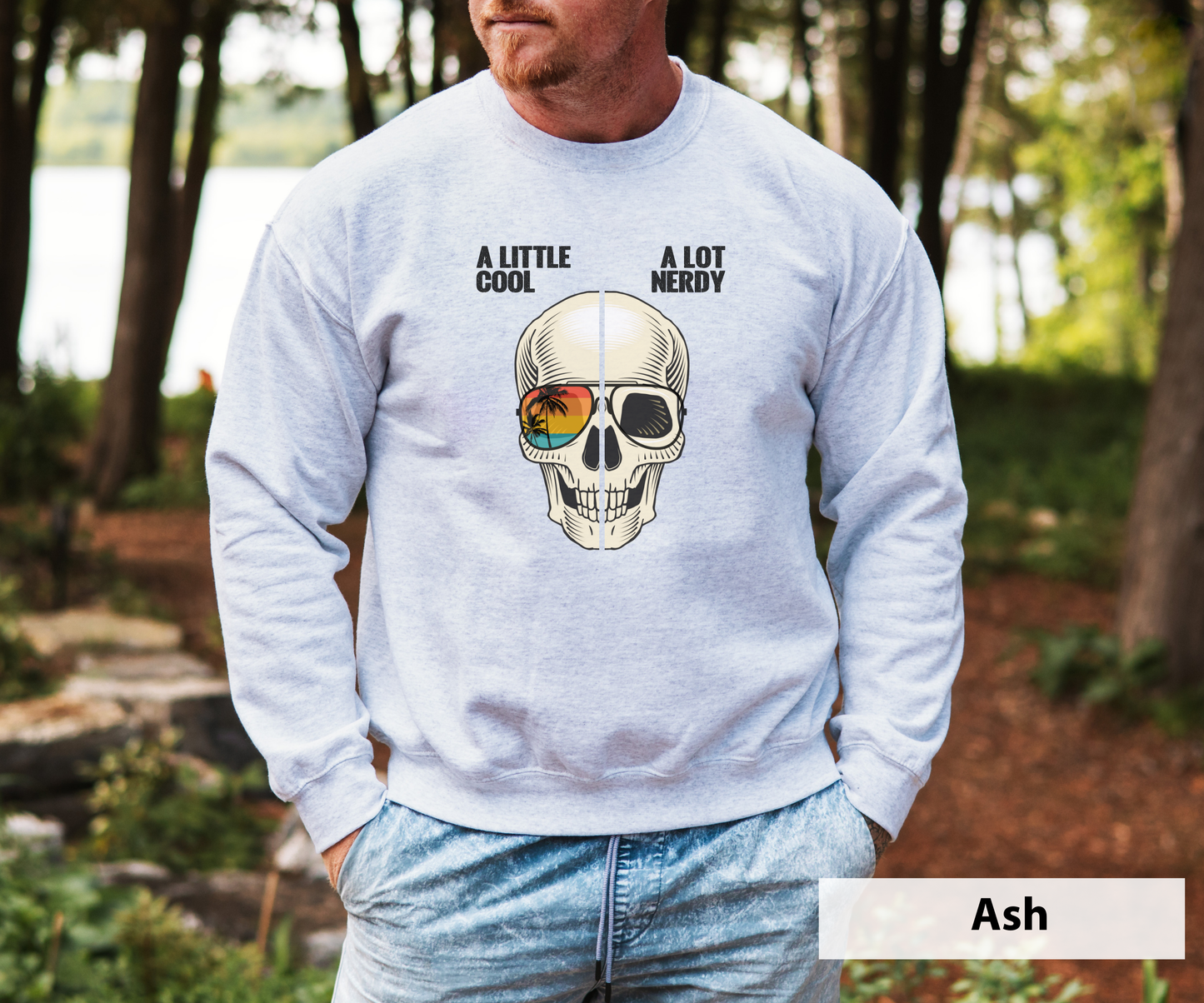 A Little Cool A Lot Nerdy Skull _ Adult Unisex Crewneck Sweatshirt