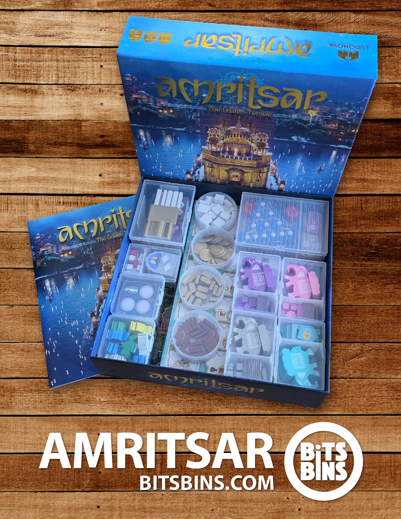Bits Bins set for Amritsar: The Golden Temple - 4 Pods, 1 Original, 4 XLs, 1 100+ Card Box, 2 Stacks, 1 Tarot, 1 Original Divider, 4 XL Dividers