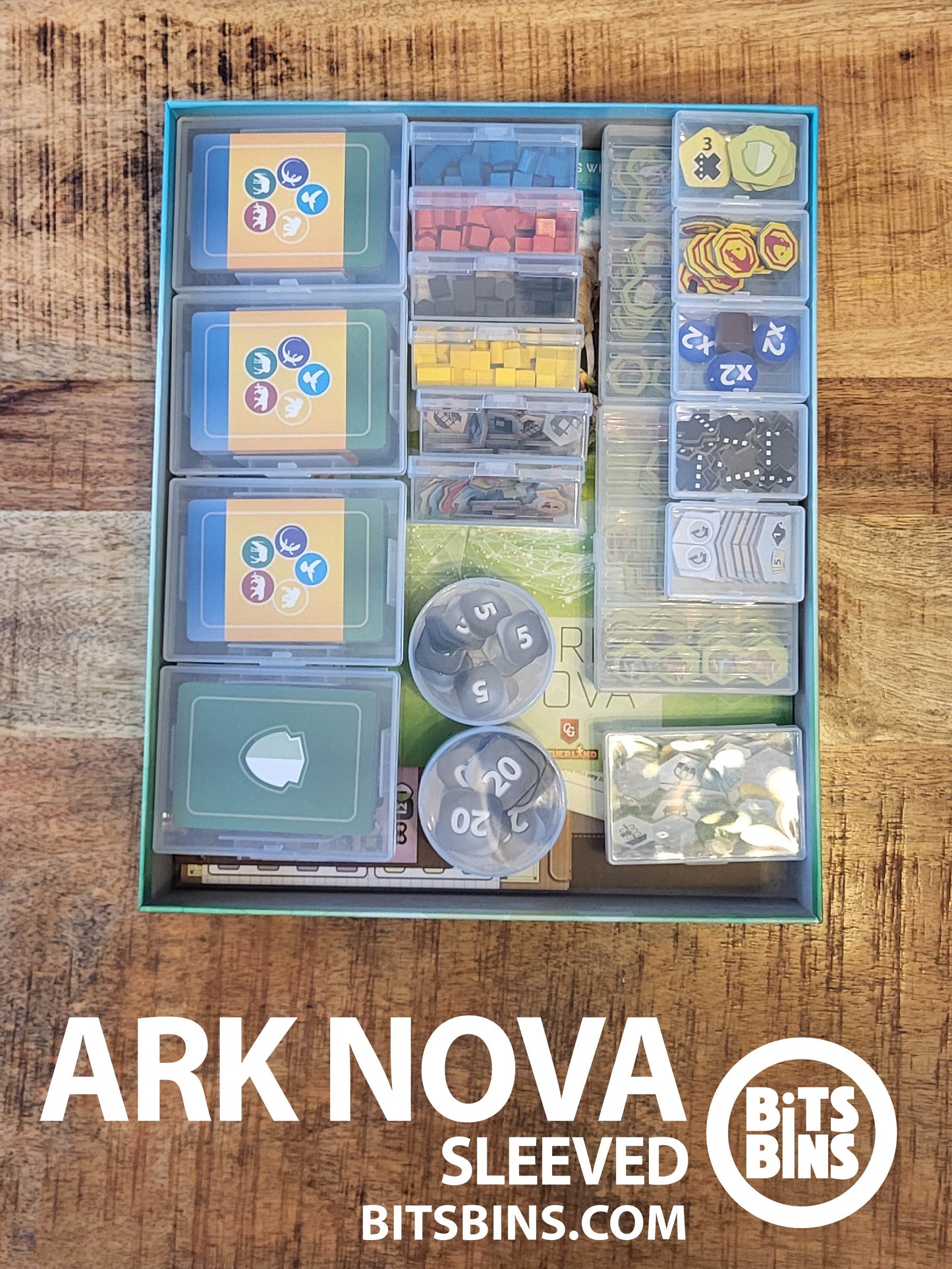 RECOMMENDED Bits Bins Ark Nova (Sleeved) - 4 Pods, 5 Minis, 6 Originals, 1 XL, 4 100+ Card Boxes, 2 Tarots