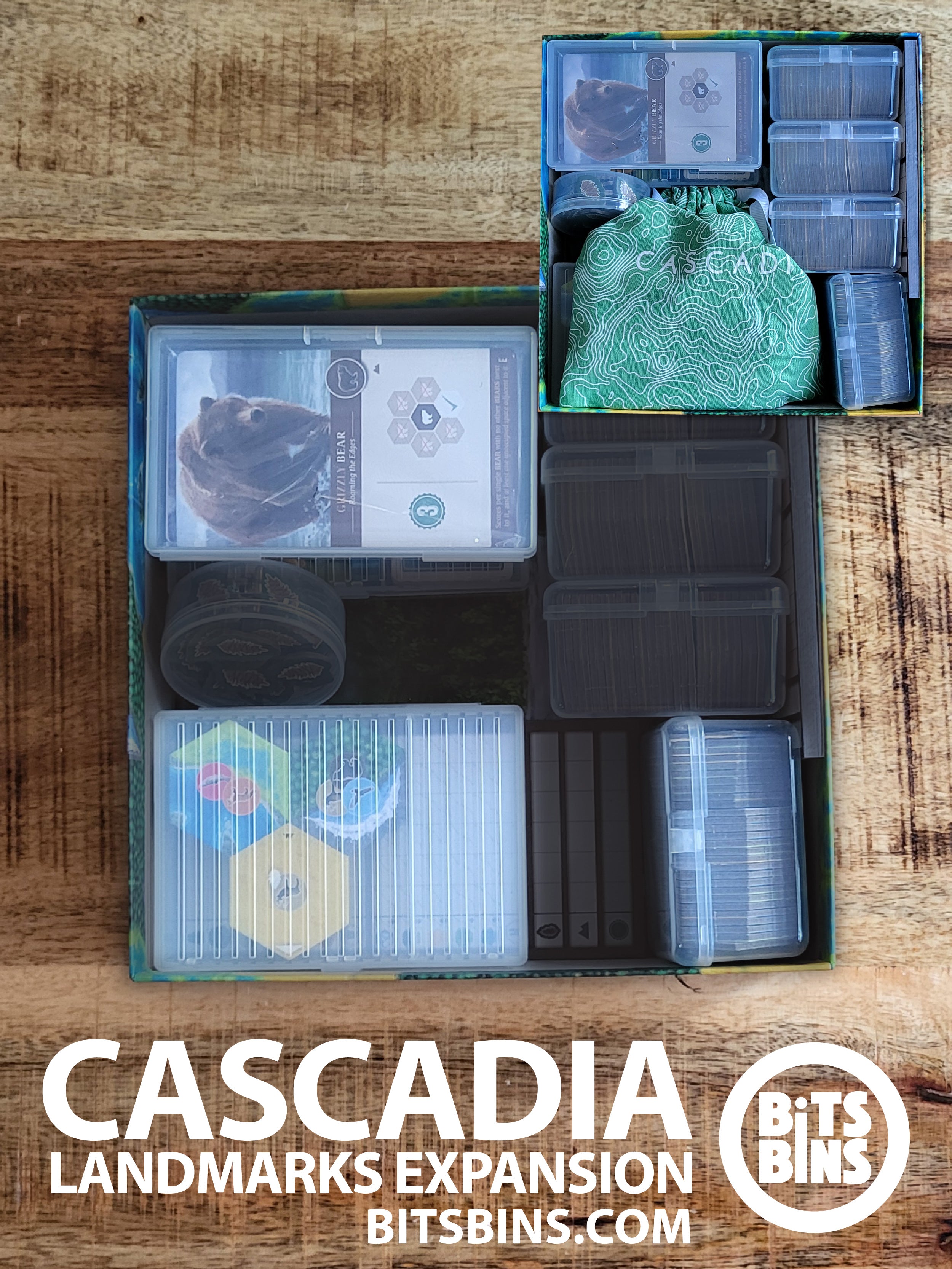 Cascadia/Landmarks Board Game Organizer by BitsBins - 1 Case, 1 Tile,