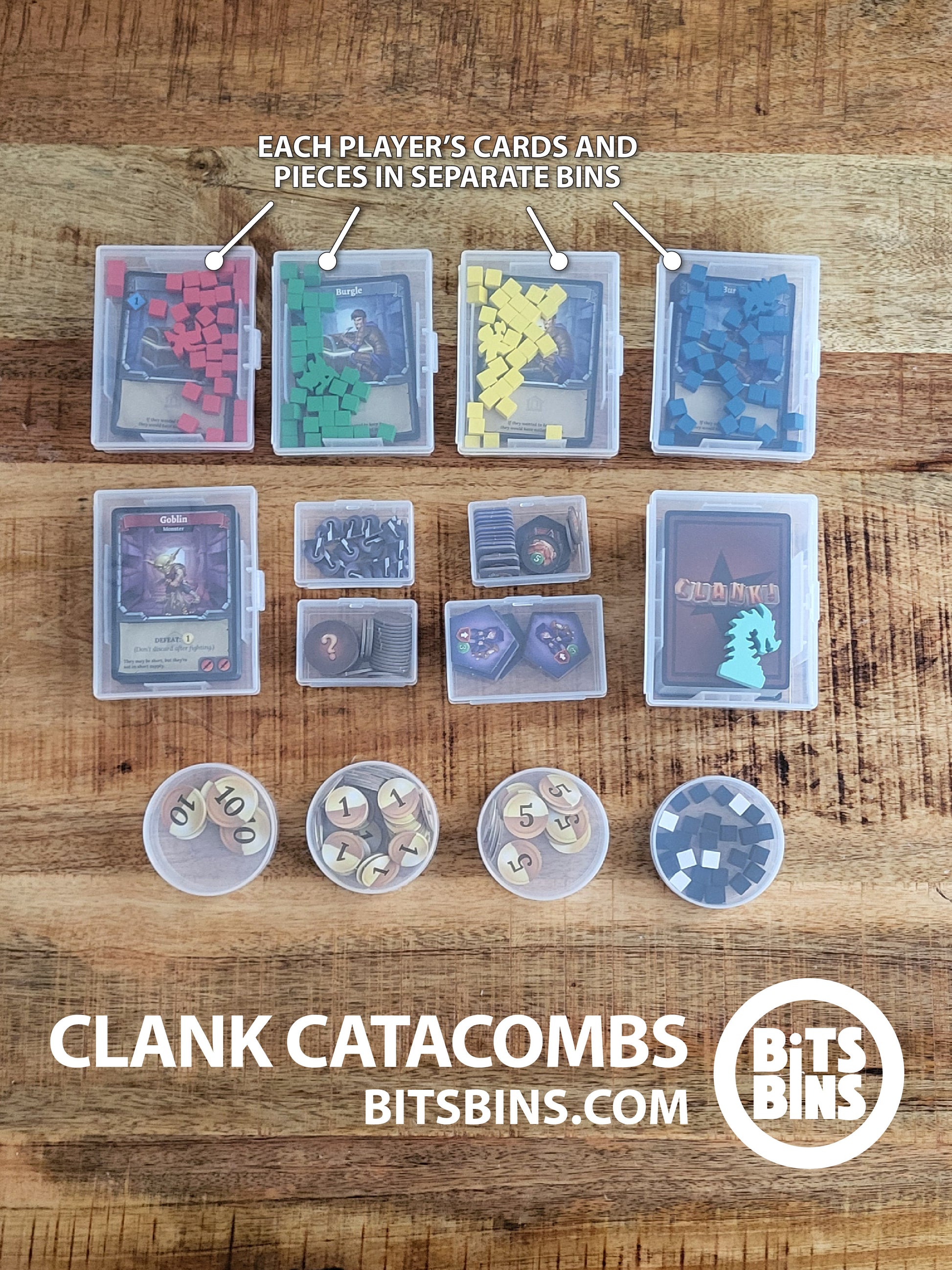 Clank Catacombs Board Game Organizer by BitsBins - 4 Pods, 3 Minis, 1 Clank Catacombs Board Game Organizer by BitsBins - 4 Pods, 3 Minis, 1