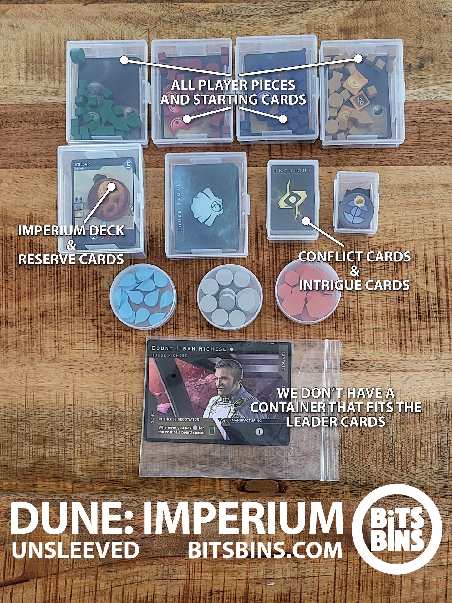 RECOMMENDED BitsBins Dune: Imperium (unsleeved) - 3 Pods, 1 Original, 1 Mini, 5 Card Boxes, 1 100+ Card Box
