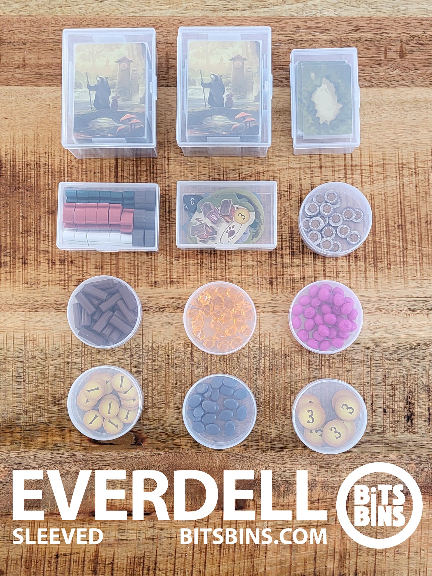 RECOMMENDED Bitsbins Everdell (sleeved) - 7 Pods, 3 XLs, 2 100+ Card Boxes