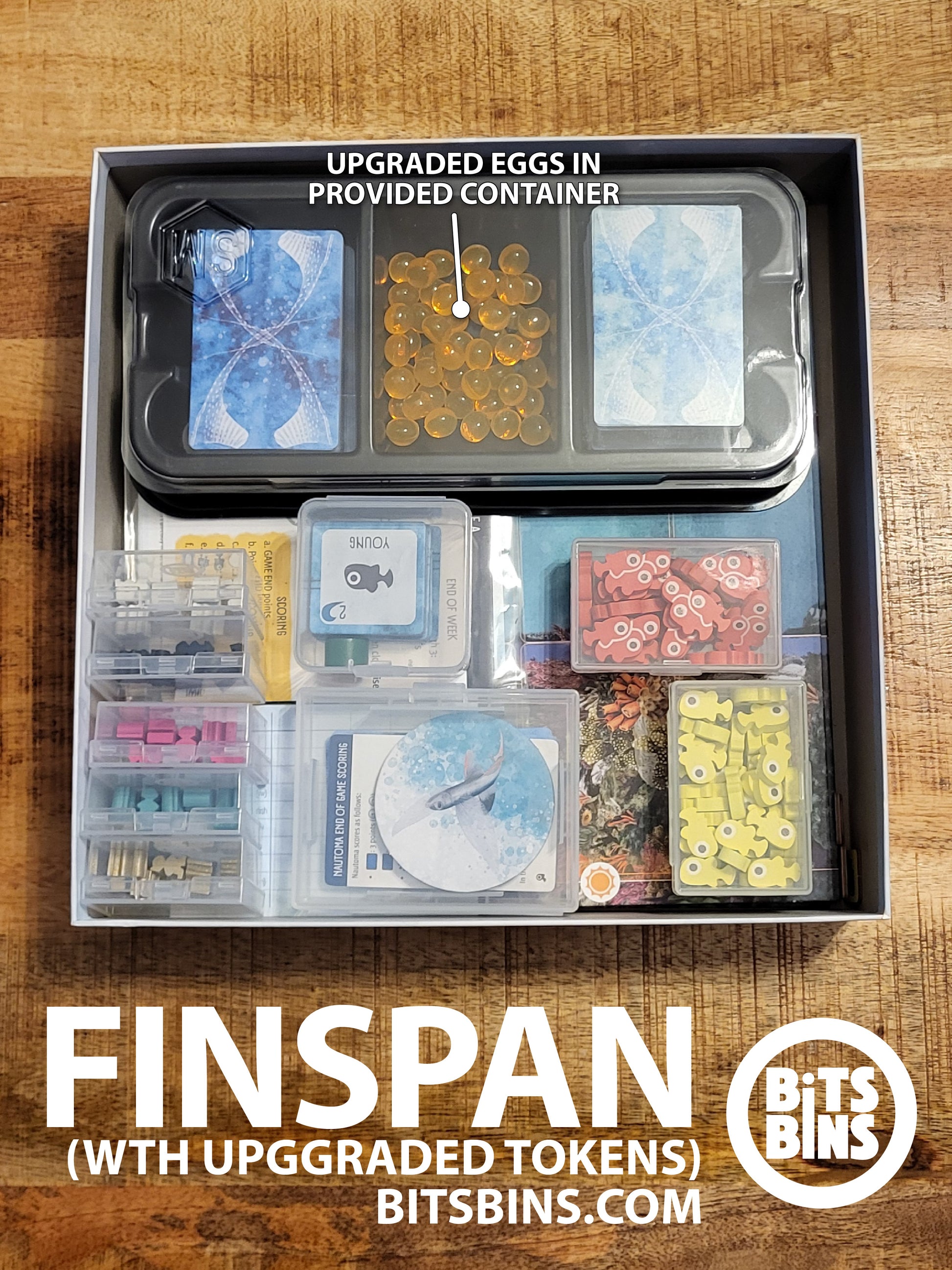 Finspan Board Game Organizer by BitsBins (for upgraded components) - 5 Minis, 2 Originals, 1 Card Box, 1 Stack Finspan Board Game Organizer by BitsBins (for upgraded components) - 5 Minis, 2 Originals, 1 Card Box, 1 Stack