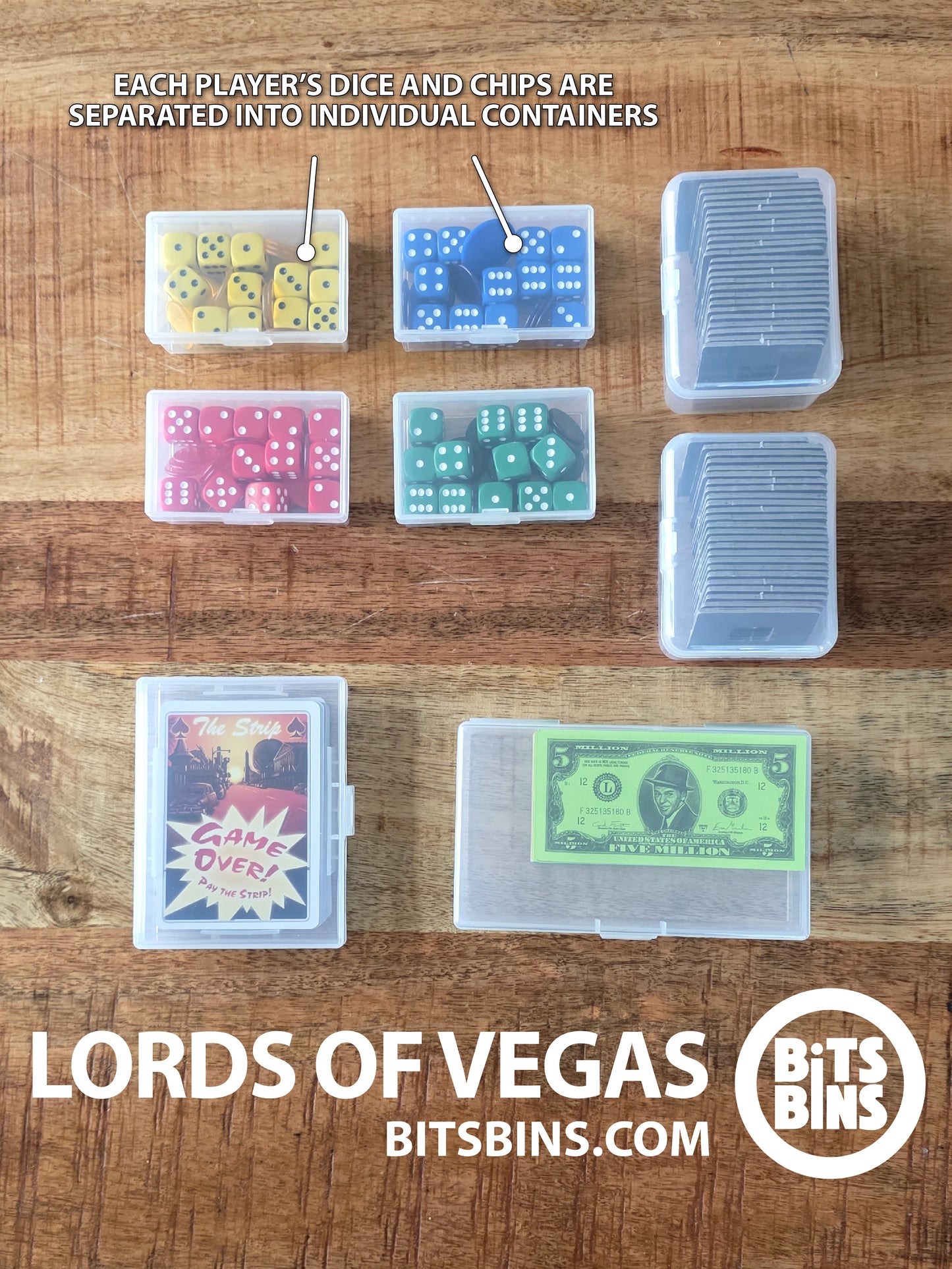 RECOMMENDED Lords of Vegas (Original Version) BitsBins - 4 Originals, 1 Card Box, 1 Tile, 2 Cases