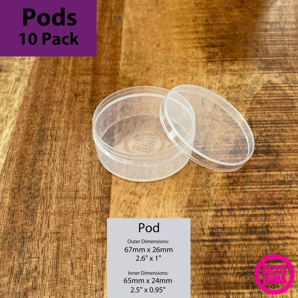 10 PACK PODS | Measures 2.6" X 1" | Removable Lid