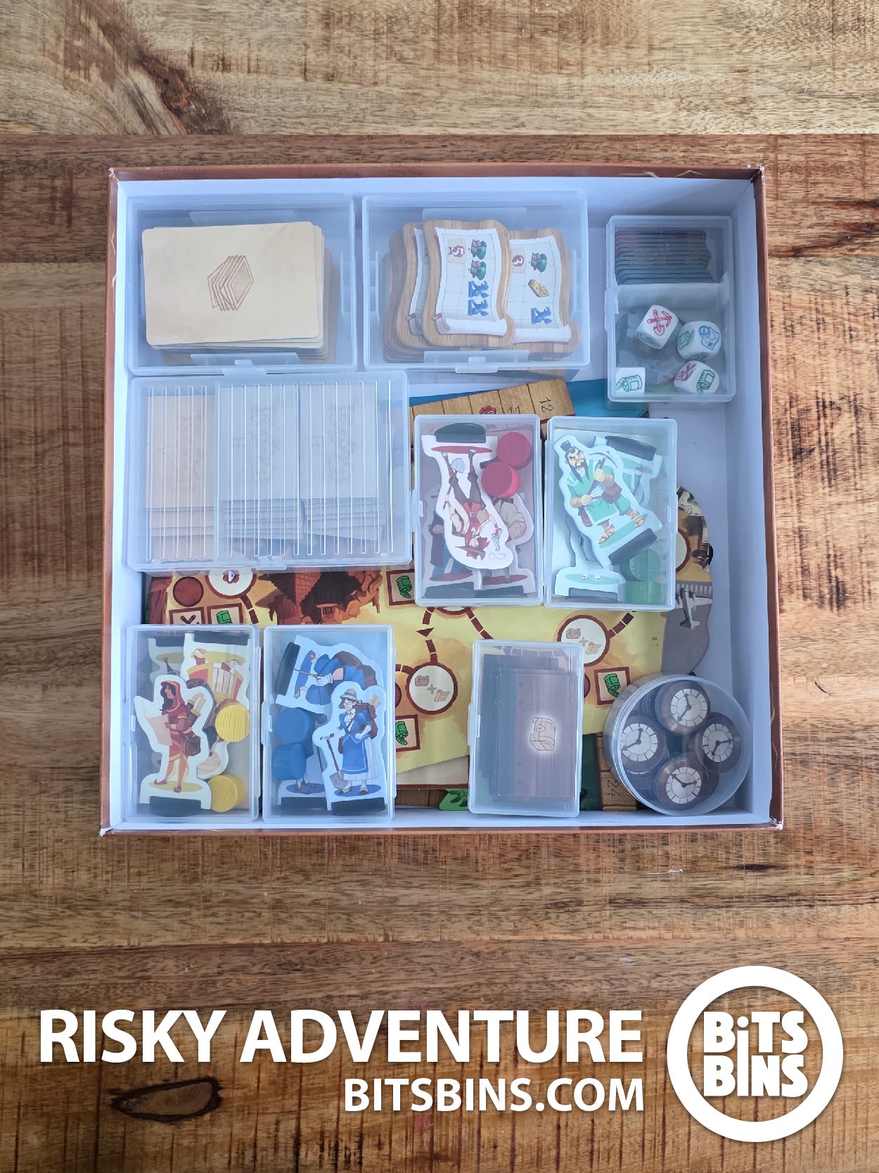 Bits Bins set for Risky Adventure - 1 Pod, 1 Original, 5 XLs, 2 100+ Card Boxes, 1 Tarot, 1 XL Divider