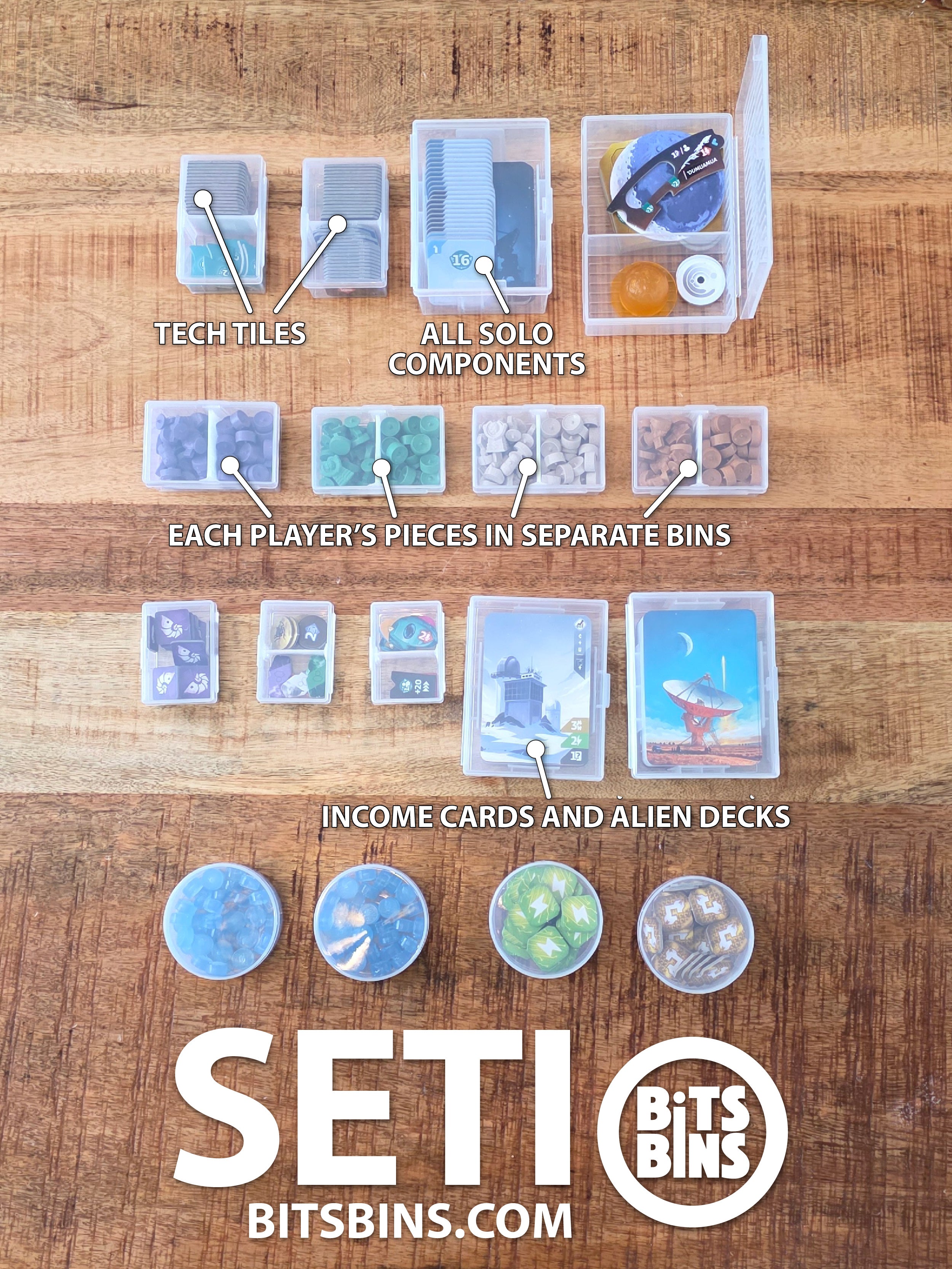 Seti Board Game Organizer by BitsBIns - 4 Pods, 3 Minis, 6