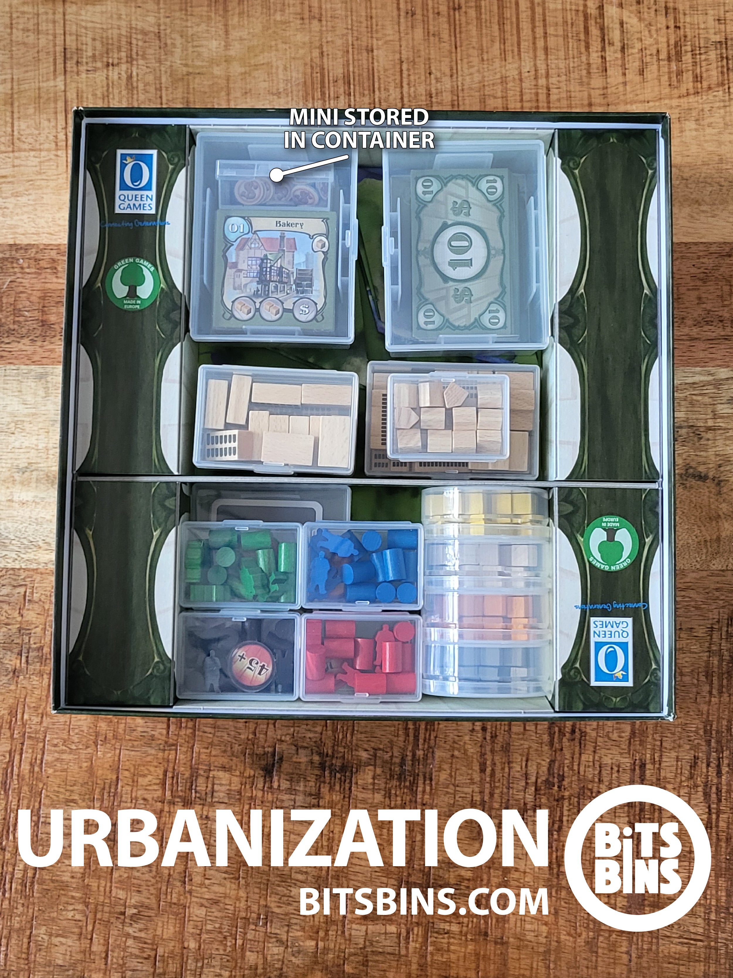 Urbanization Board Game Organizer by BitsBins - 4 Pods, 6 Minis, 2 Ori