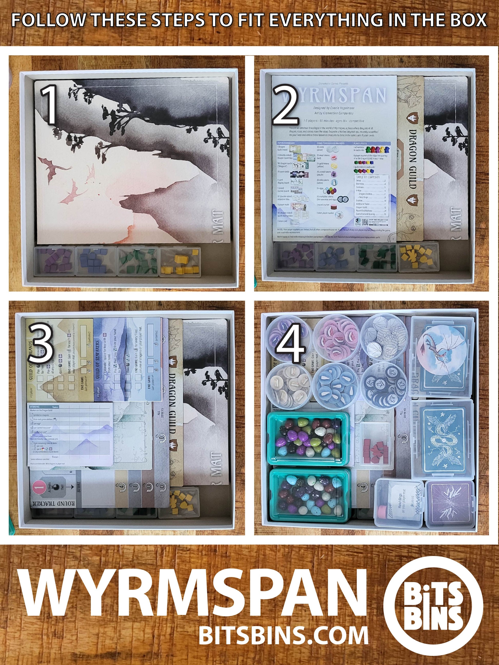 Wyrmspan Board Game Organizer - Complete BitsBins Storage Set Wyrmspan Board Game Organizer - Complete BitsBins Storage Set