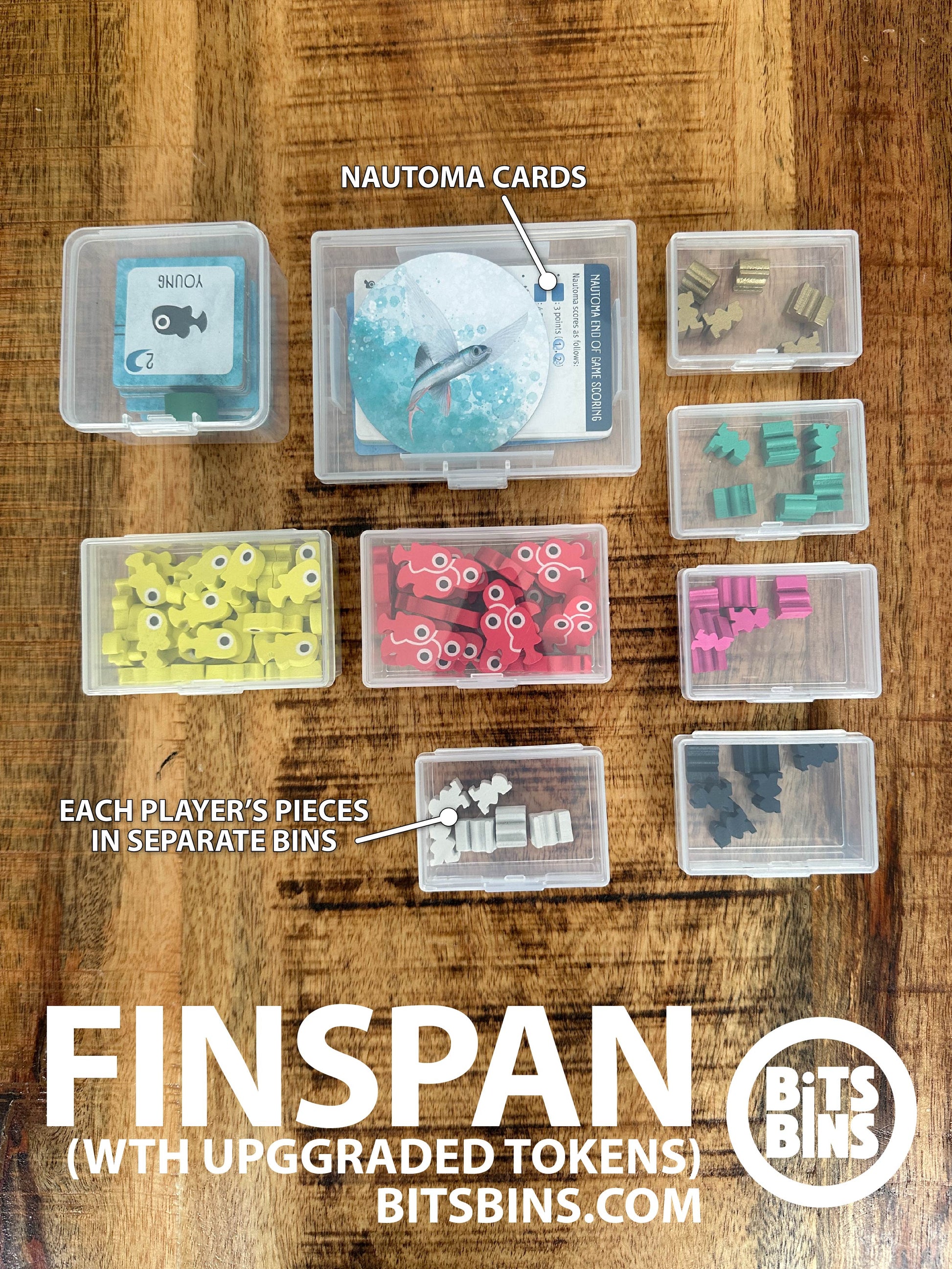 Finspan Board Game Organizer by BitsBins (for upgraded components) - 5 Minis, 2 Originals, 1 Card Box, 1 Stack Finspan Board Game Organizer by BitsBins (for upgraded components) - 5 Minis, 2 Originals, 1 Card Box, 1 Stack