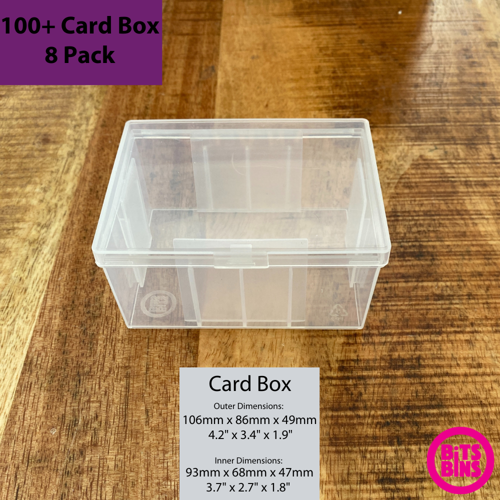 4 Pack or 8 Pack BitBins 100+ Card Box, Hold 75 Sleeved Card or 142 Un-sleeved, Snap Top, Shatterproof, Durable