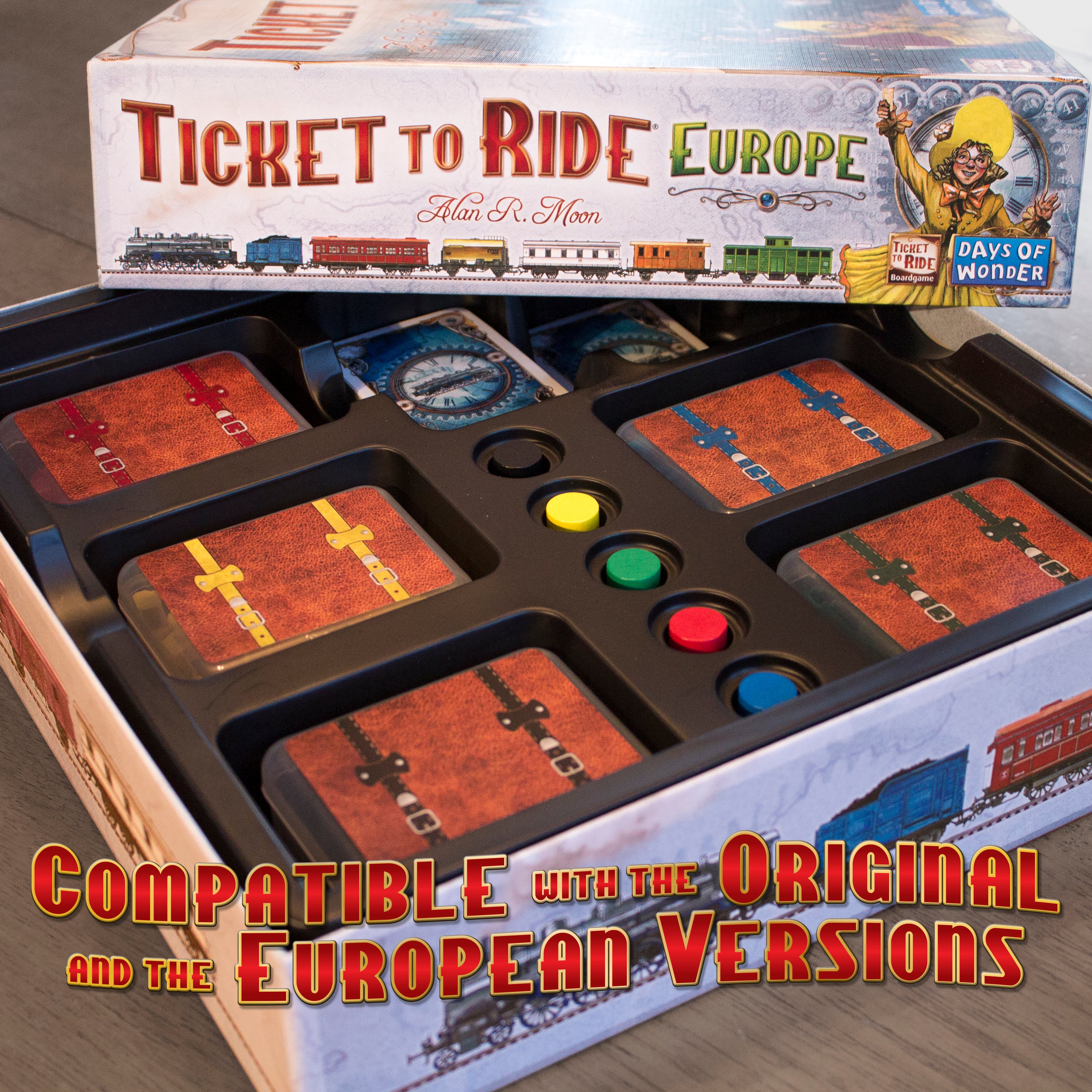 Ticket to Ride Organizer - 5 Vintage Suitcase Storage Containers