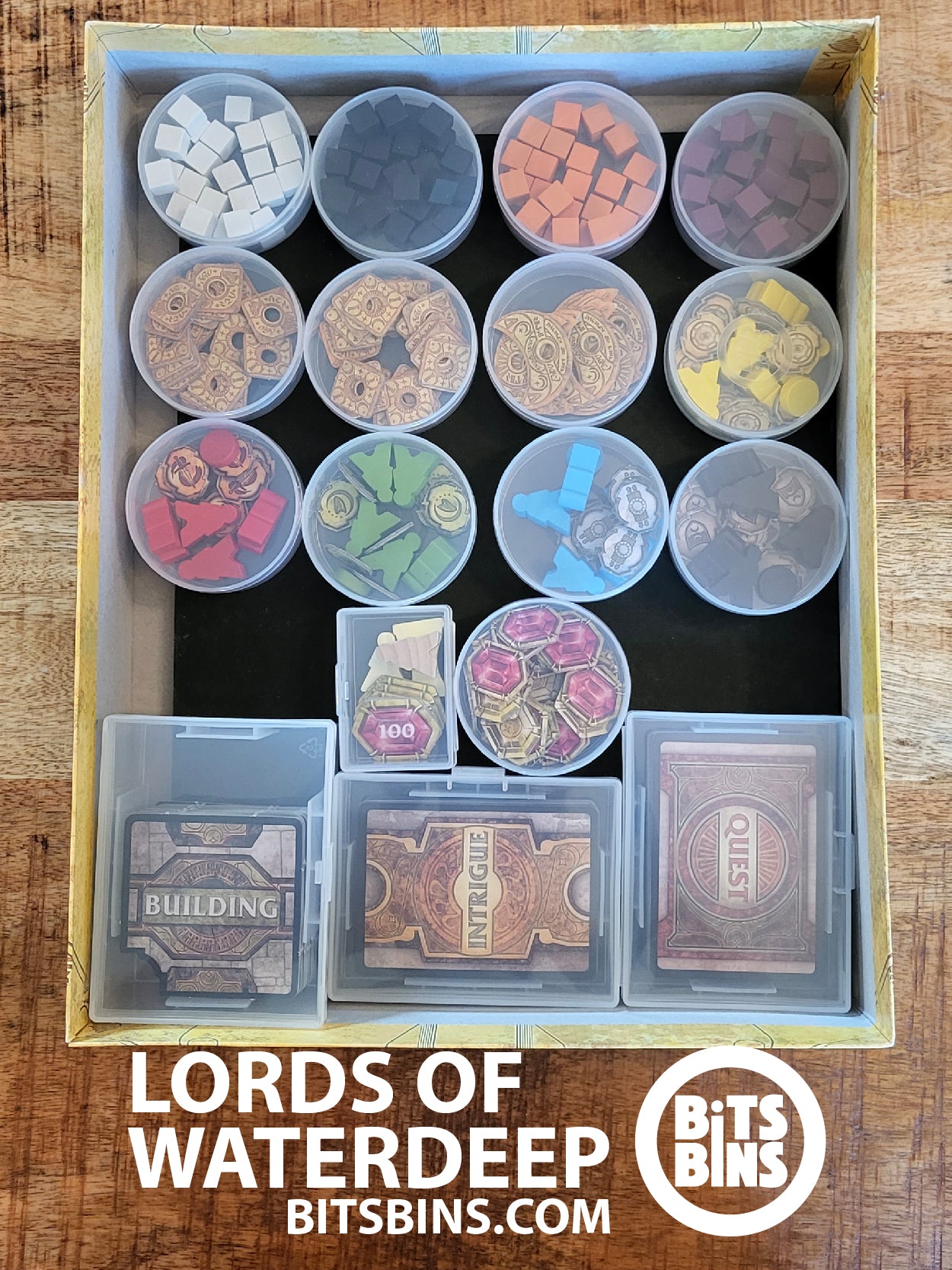 RECOMMENDED LORDS OF WATERDEEP BitsBins - 13 Pods, 1 Mini, 2 Card Box, 1 100+ Card Box
