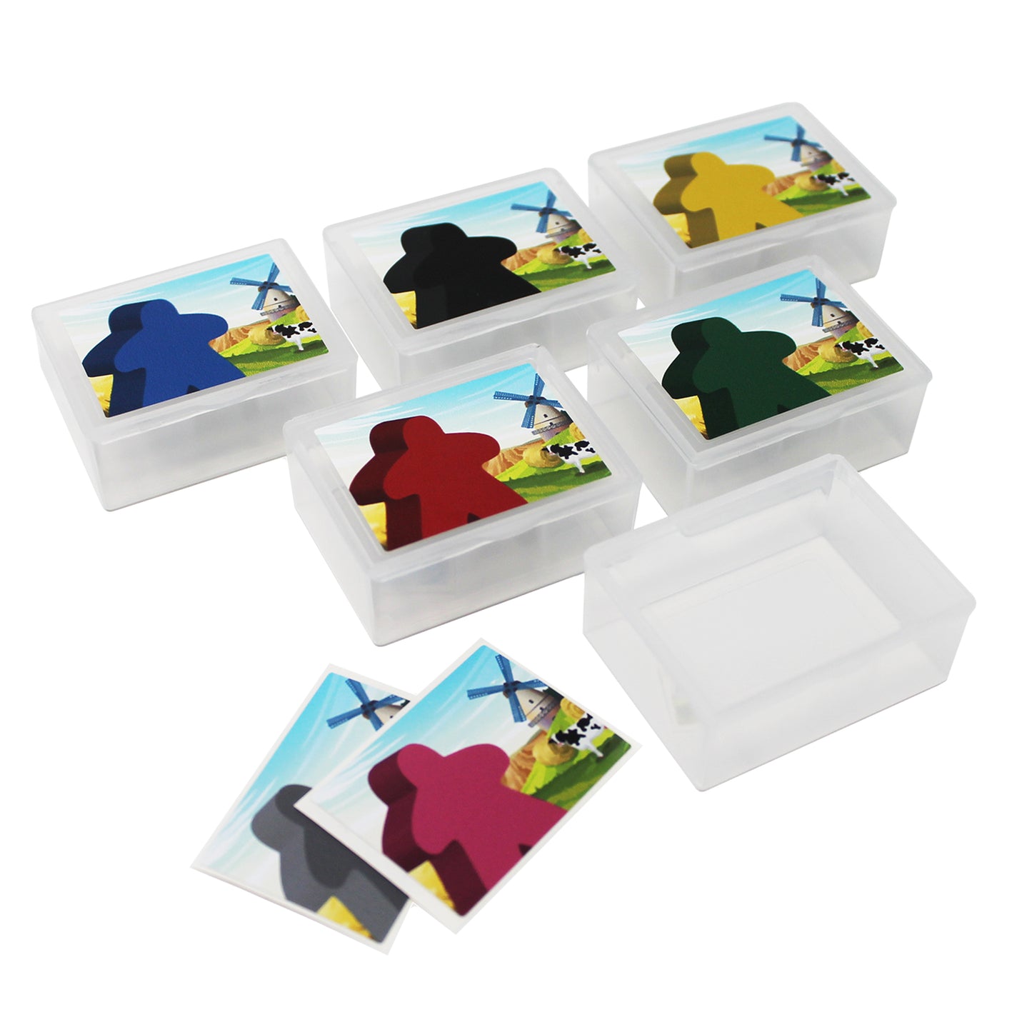 Meeple Storage Containers for Carcassonne, 6 Empty Bins to Organize and Separate Your Game Pieces