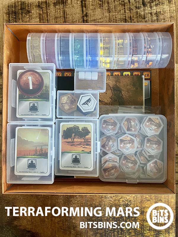 RECOMMENDED TERRAFORMING MARS BitsBins - 10 Pods, 1 Mini, 1 Original, 1 Card Box, 2 100+ Card Boxes, 1 Flat